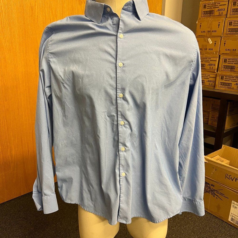 Ministry of Supply Apollo Dress Shirt XXL Blue Oxford Button Down Performance